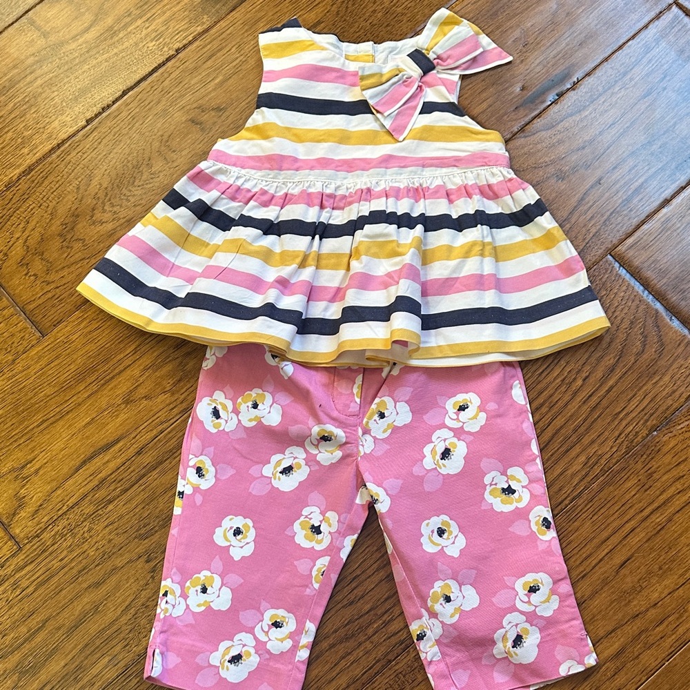 Striped Top and Floral Pants Set